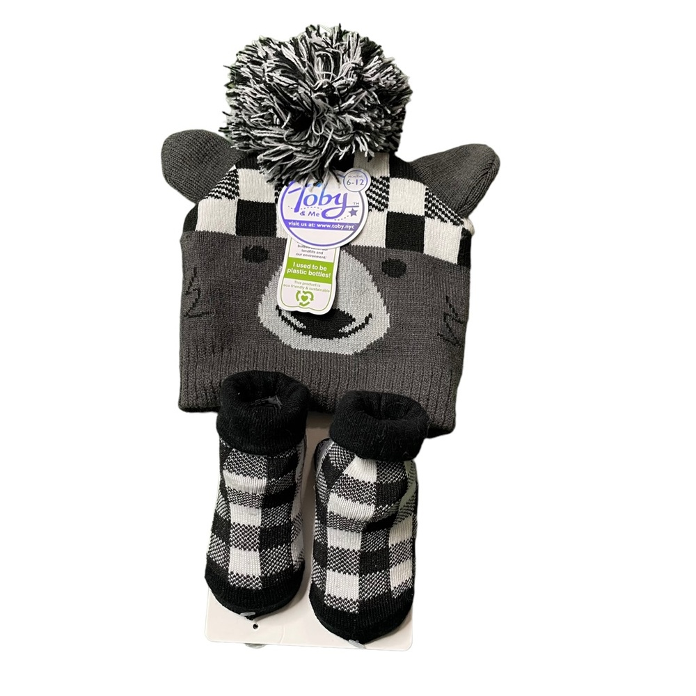 Toby and me baby beanie and socks set size 6-12 months